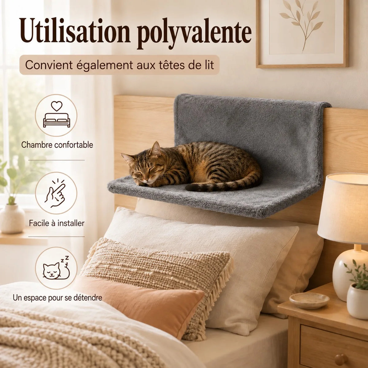 KyvoRadia accroché à une tête de lit