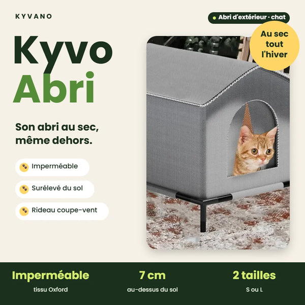 KyvoAbri – Outdoor Cat Shelter, Waterproof & Raised