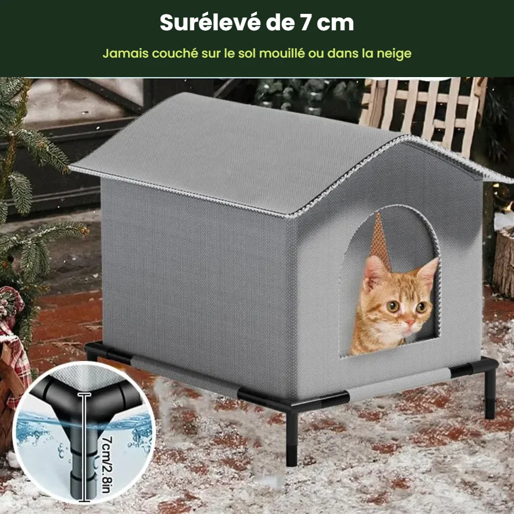 Abri pour chat KyvoAbri surélevé de 7 cm dans la neige